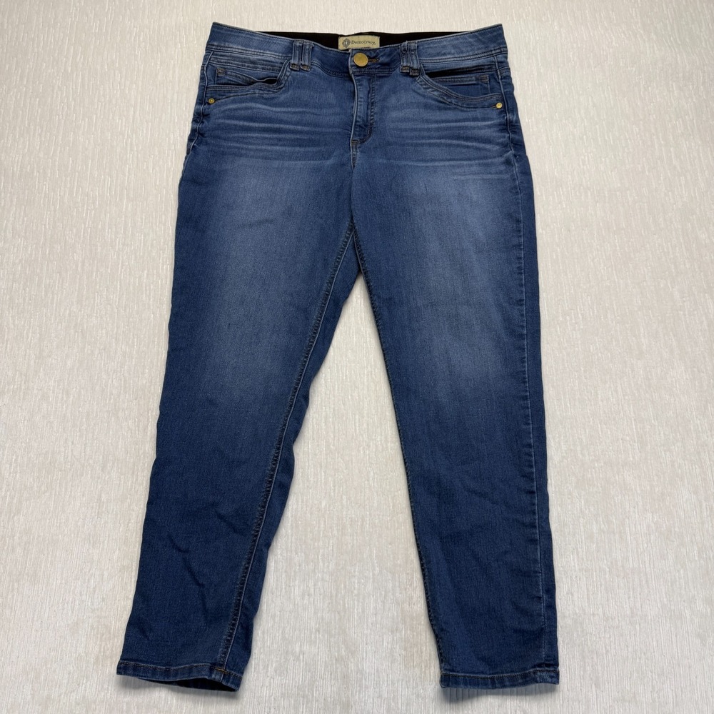 Democracy Ab Technology Straight Leg Jeans Womens 14 Blue Denim Cotton Mid Rise